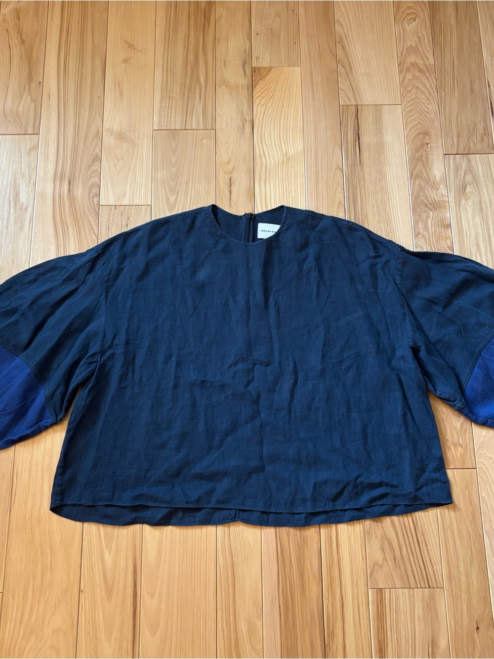 Fabiana Pigna Blue Linen Top Handmade in USA